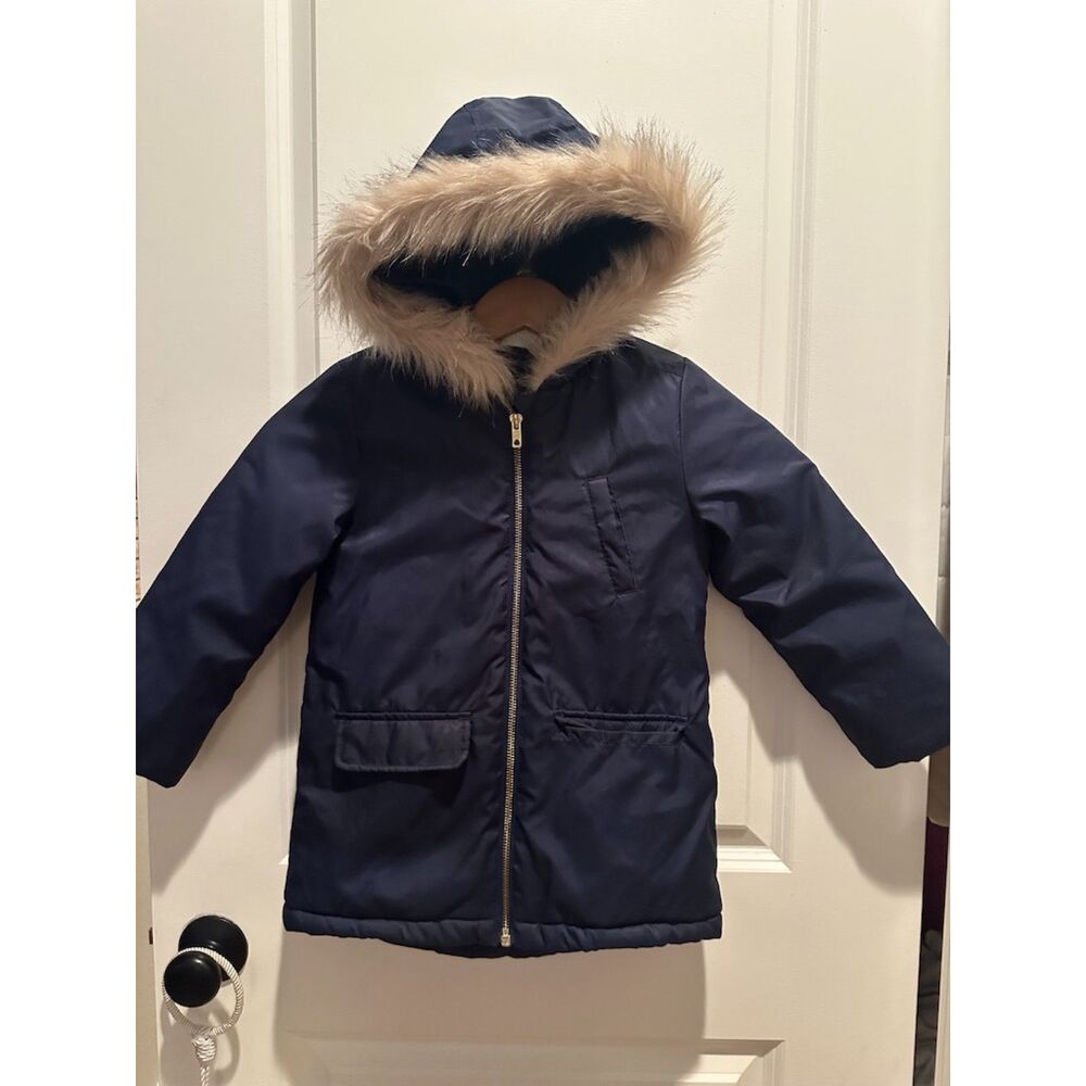 NWOT Crazy 8 Navy Blue Zipper Down Boy Jacket  with Faux Surrounding Hood Size S